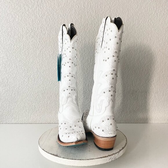 Lane CALYPSO Womens Cowboy Boots 9.5 White Western Cowgirl Mid Calf Pointed Toe - Picture 11 of 11
